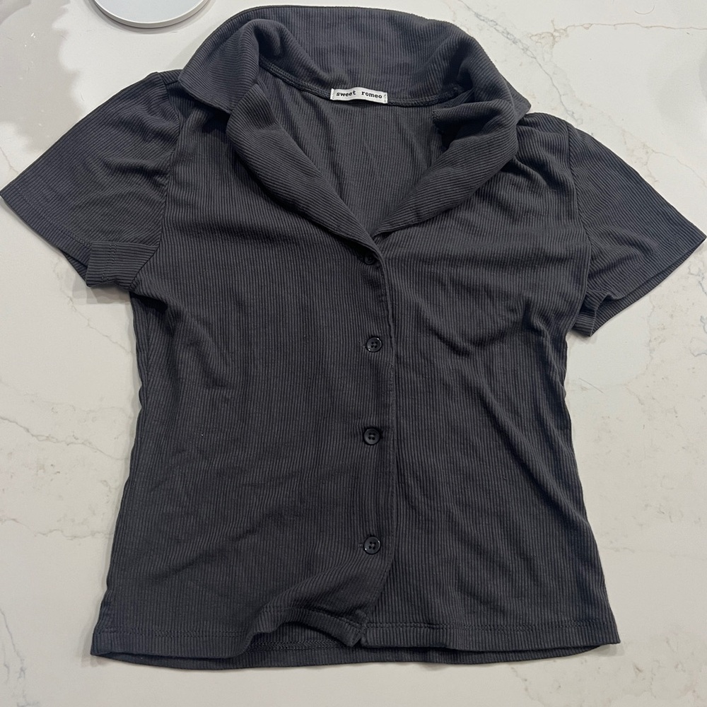 Sweet Romeo Charcoal Button-Down Shirt